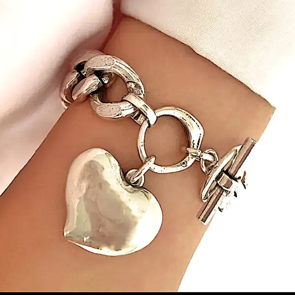 COPY - Stainless Steel Rectangular Bracelet Boho Hammered Chain Link